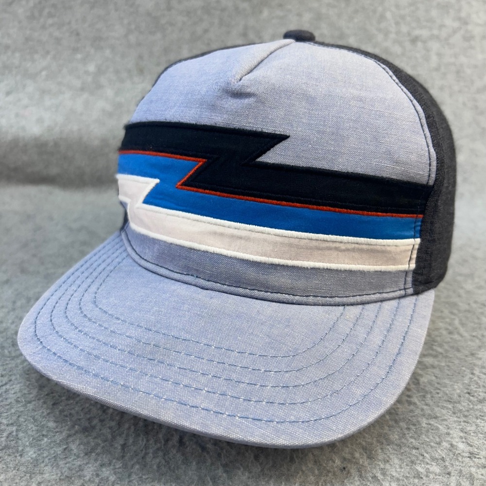 Lightning Bolt Kids Blue Crazy 8 Hat Snapback Graphic Chambray Cap S 4-6